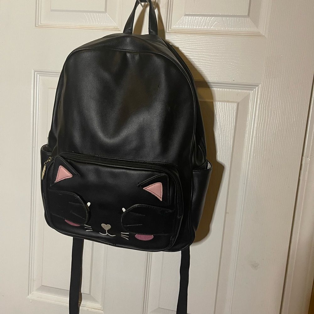 Betsey Johnson synthetic Black Cat Face pick a boo Medium Backpack.